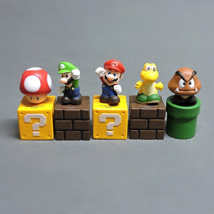 5pcs set Super Mario Bros Game Action Figures Toys Luigi Yoshi Bowser PVC Model Collection Kids - Mario Plush