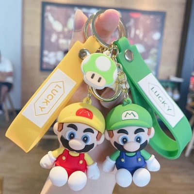 Anime Figure Cartoon Doll Mario PVC Soft Rubber Keychain Pendant Bag Key Ring Pendant Accessories Children 1 - Mario Plush