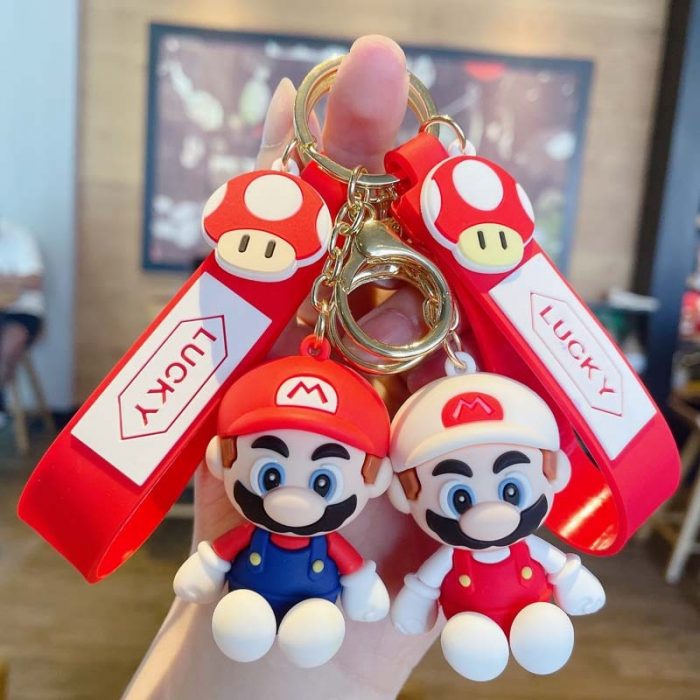 Anime Figure Cartoon Doll Mario PVC Soft Rubber Keychain Pendant Bag Key Ring Pendant Accessories Children - Mario Plush
