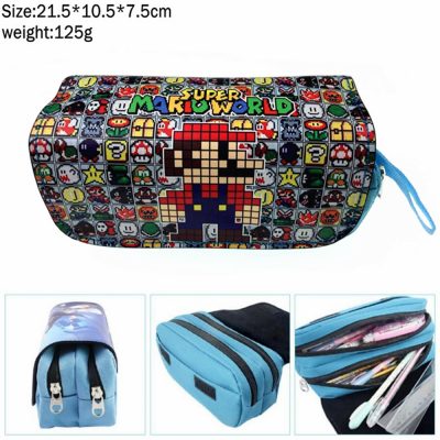 Game Super Mario Student Pencil Case Penbag Boy Girl Zip Cosmetic Bags Canvas Cartoon Travel Multifunction 2 - Mario Plush