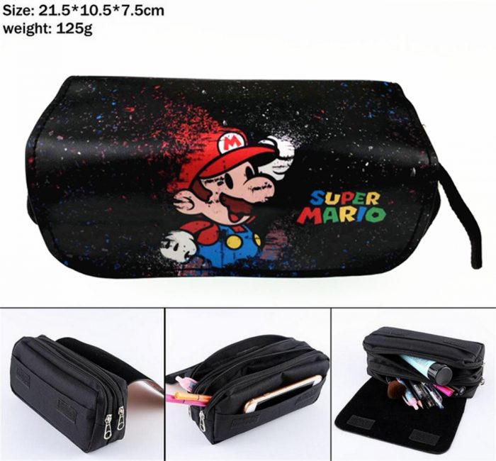Game Super Mario Student Pencil Case Penbag Boy Girl Zip Cosmetic Bags Canvas Cartoon Travel Multifunction 4 - Mario Plush