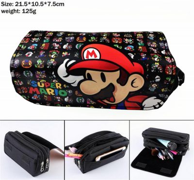 Game Super Mario Student Pencil Case Penbag Boy Girl Zip Cosmetic Bags Canvas Cartoon Travel Multifunction - Mario Plush