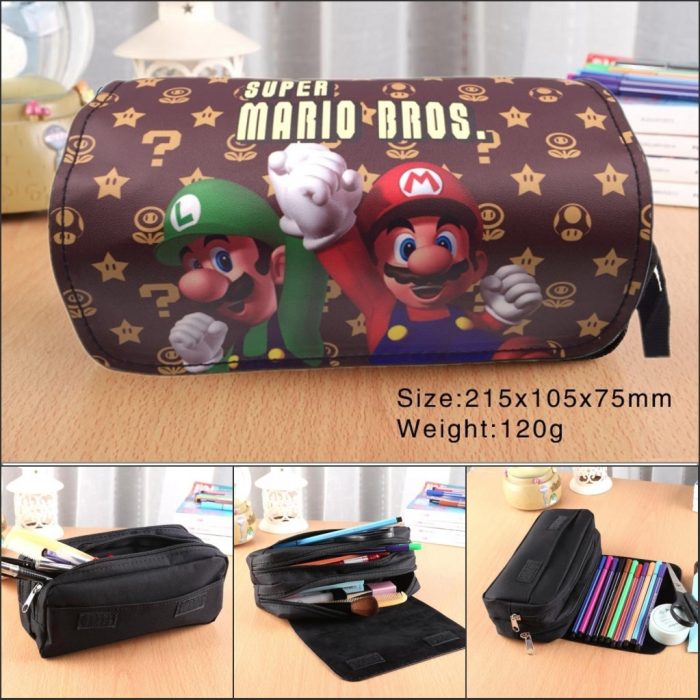 Game Super Mario Student Pencil Case Penbag Boy Girl Zip Cosmetic Bags Canvas Cartoon Travel Multifunction 5 - Mario Plush