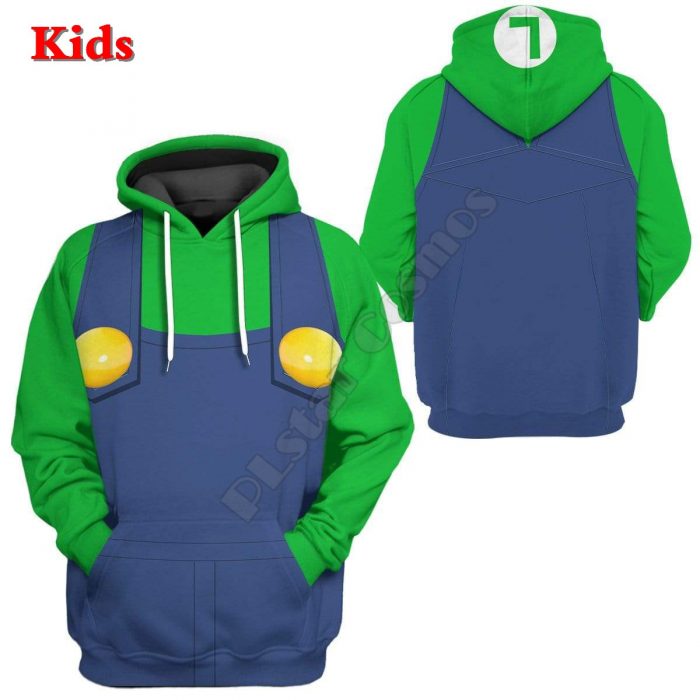 Luigi 3D Printed Hoodies Kids Pullover Sweatshirt Tracksuit Jacket T Shirts Boy Girl Cosplay apparel 10 1 - Mario Plush