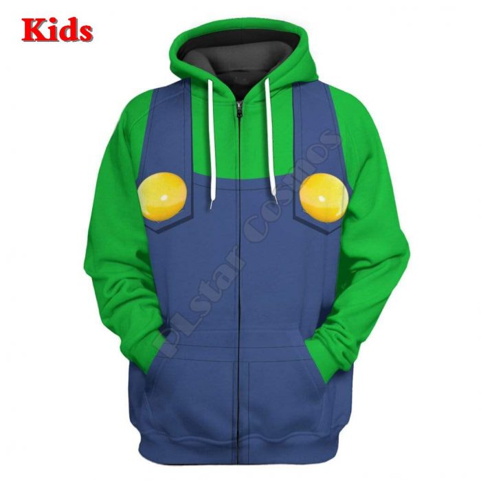 Luigi 3D Printed Hoodies Kids Pullover Sweatshirt Tracksuit Jacket T Shirts Boy Girl Cosplay apparel 10 2 - Mario Plush