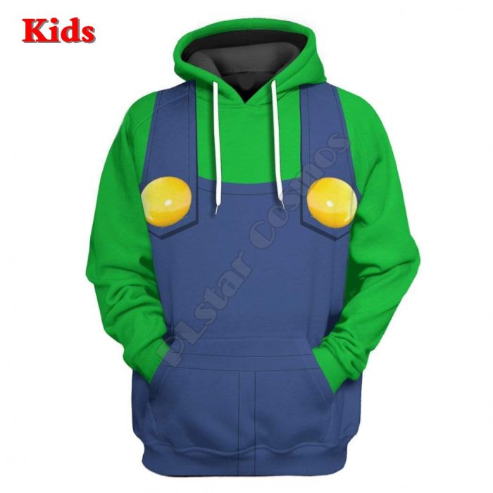 Luigi 3D Printed Hoodies Kids Pullover Sweatshirt Tracksuit Jacket T Shirts Boy Girl Cosplay apparel 10 - Mario Plush