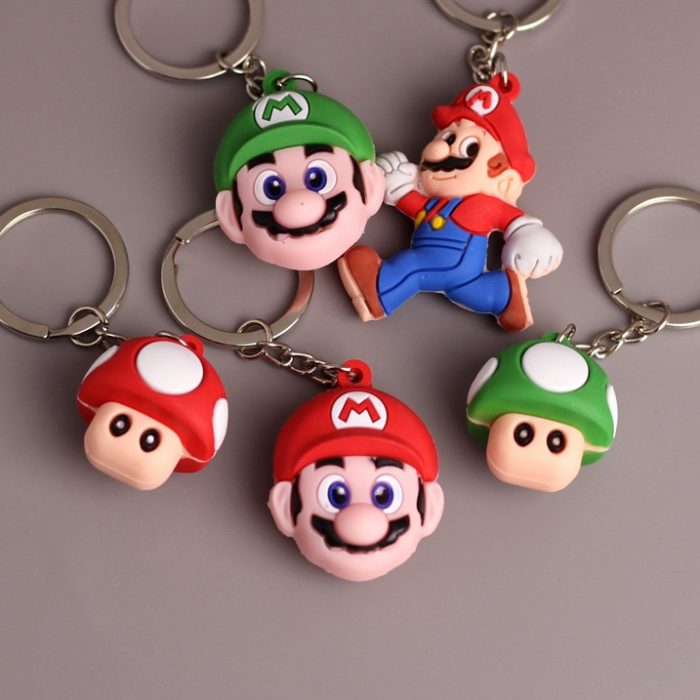 Super Mario Anime Figure Mario Luigi PVC Silicone Doll Keychain Bag Key Ring Pendant Accessories Children - Mario Plush