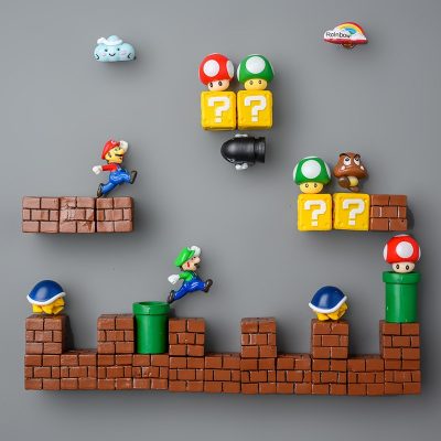 Super Mario Bros Cartoon Game Character Fridge Magnet Stickers Anime Decorations Photo Wall Novelty Cute Souvenir 2 - Mario Plush