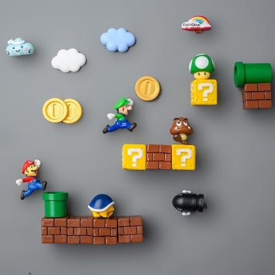 Super Mario Bros Cartoon Game Character Fridge Magnet Stickers Anime Decorations Photo Wall Novelty Cute Souvenir 3 - Mario Plush