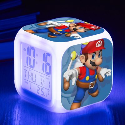 Super Mario LED colorful color changing alarm clock Mario Brothers cartoon alarm clock children creative clock 5 - Mario Plush
